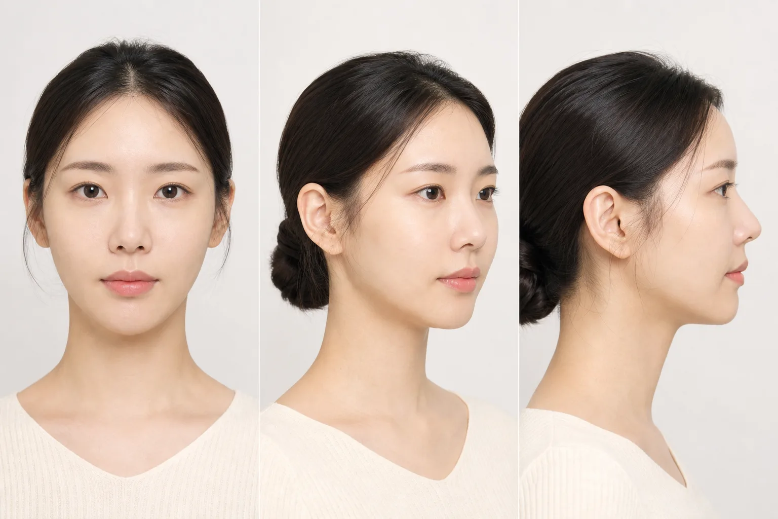다양한 각도에서 입술과 얼굴의 비율을 분석하는 모습