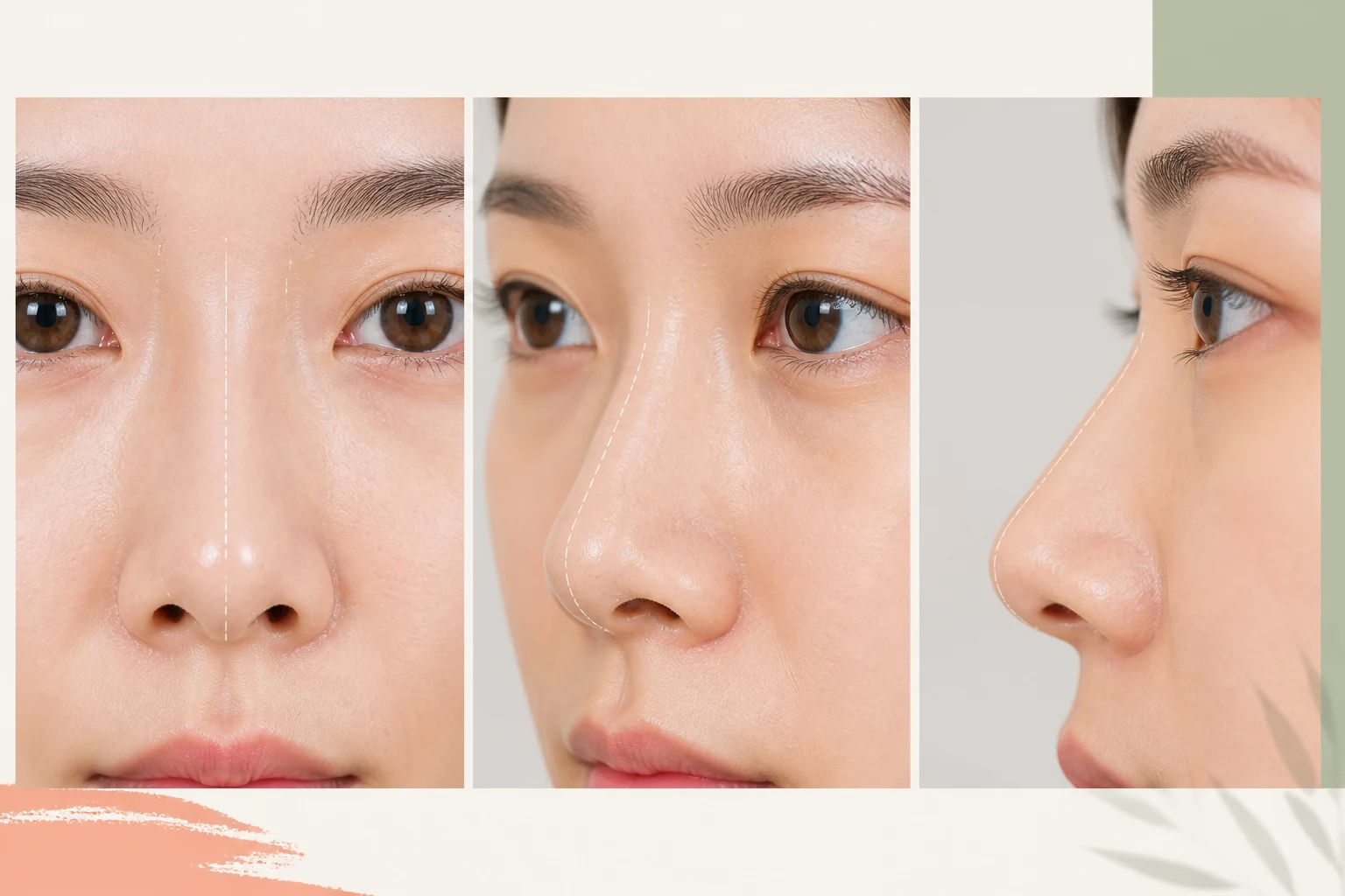 코의 측면 윤곽선과 높이 변화를 시뮬레이션하며 상담하는 모습